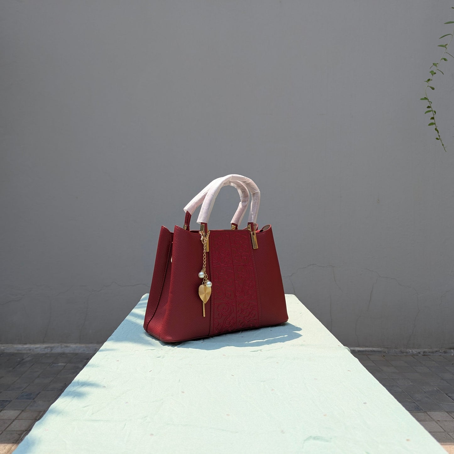 Red Emboridered Handbag