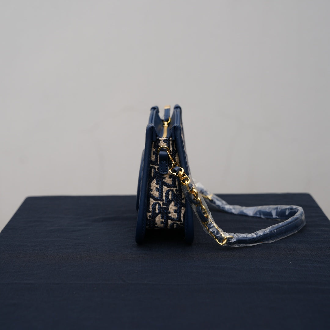 CHRISTIAN Dℹor - CD Signature Hobo Mini Bag - BLUE