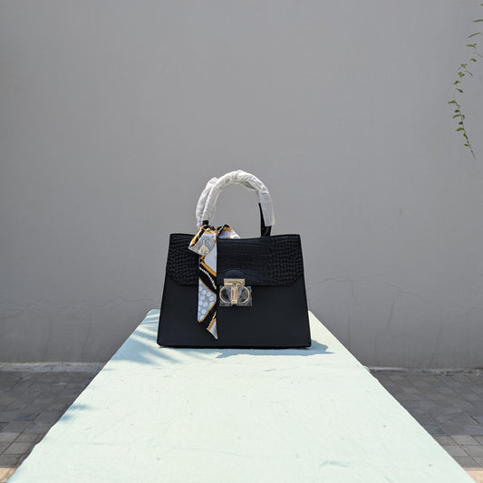 Black Crocodile-skin Handbag