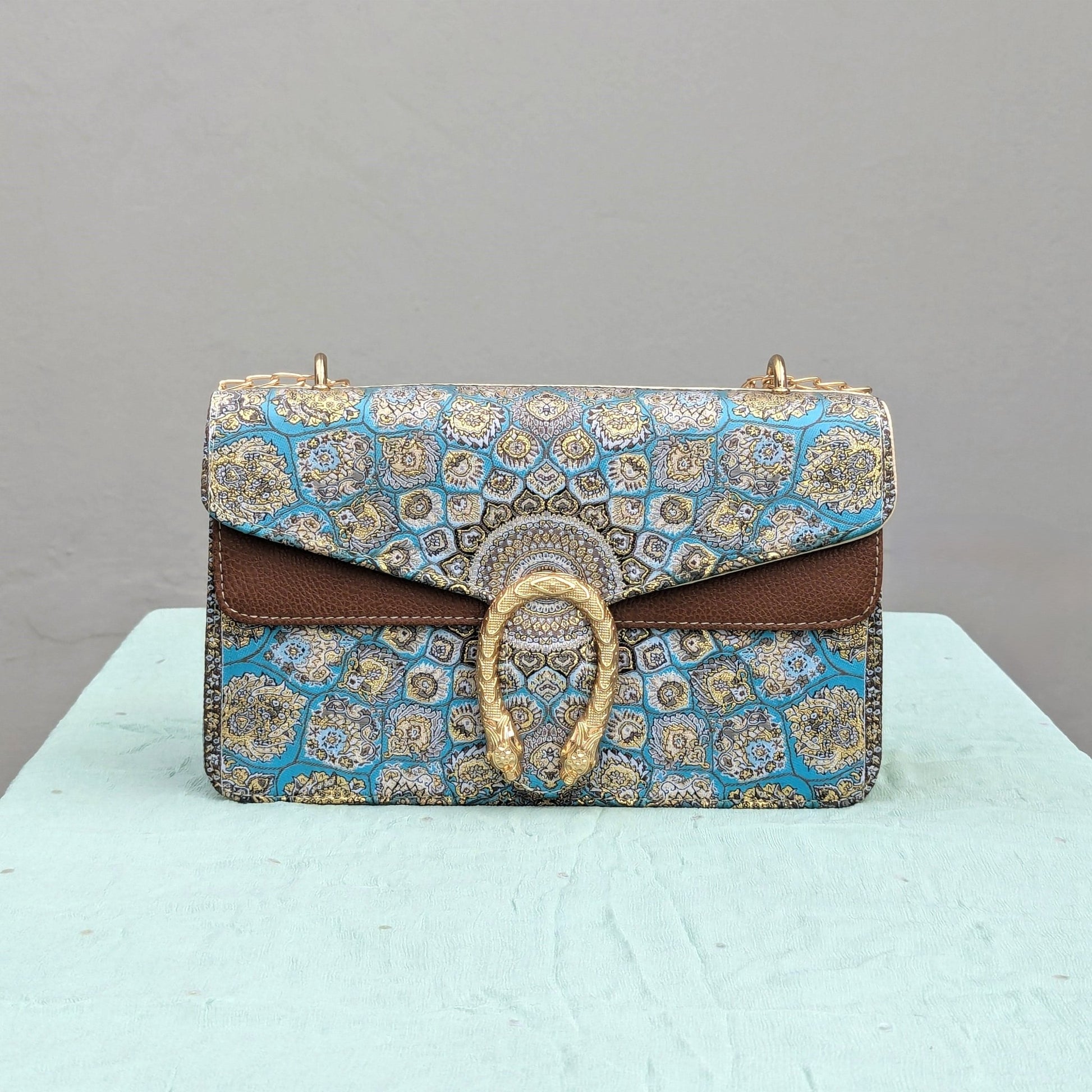CARIÑO​Evening Purse - Brown and TurquoiseCARIÑO​