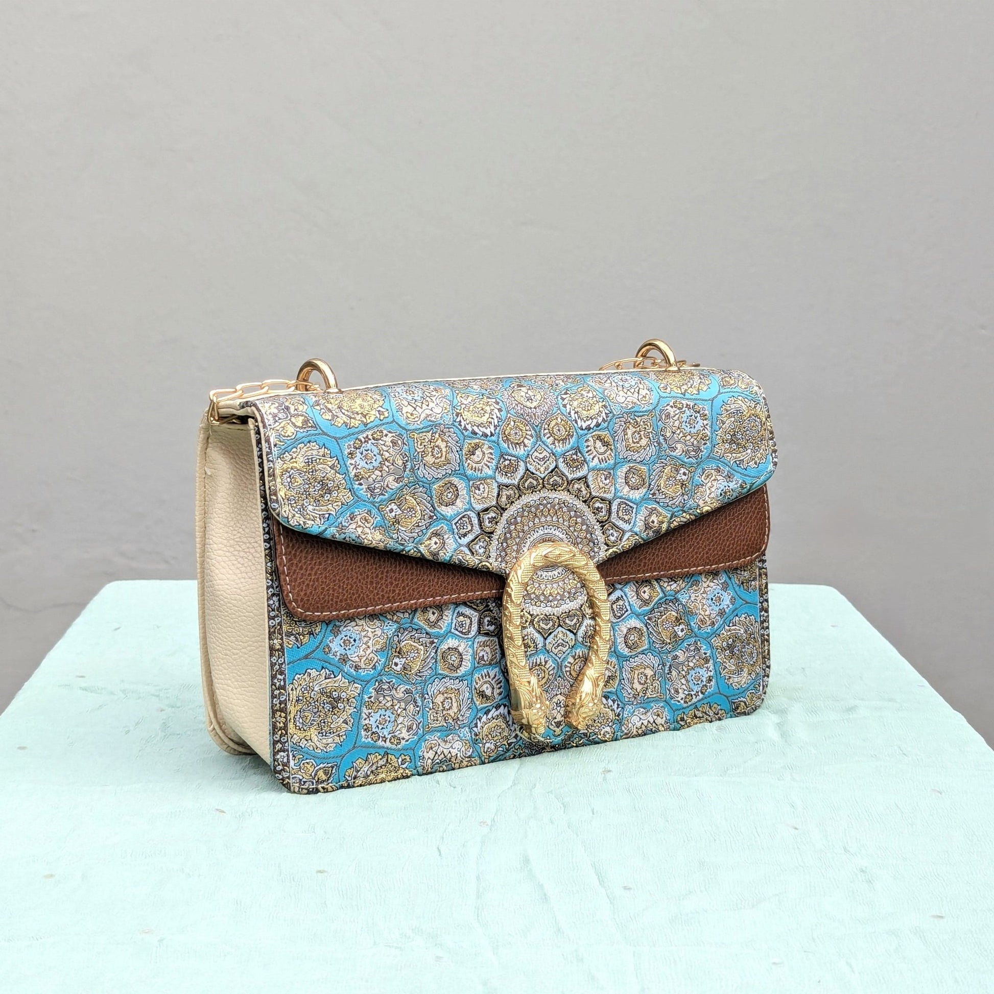 CARIÑO​Evening Purse - Brown and TurquoiseCARIÑO​