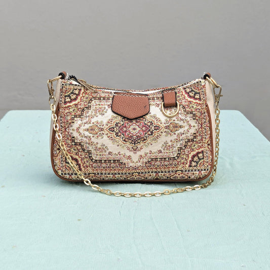 CARIÑO​Mini Shoulder Bag - Brown & WhiteCARIÑO