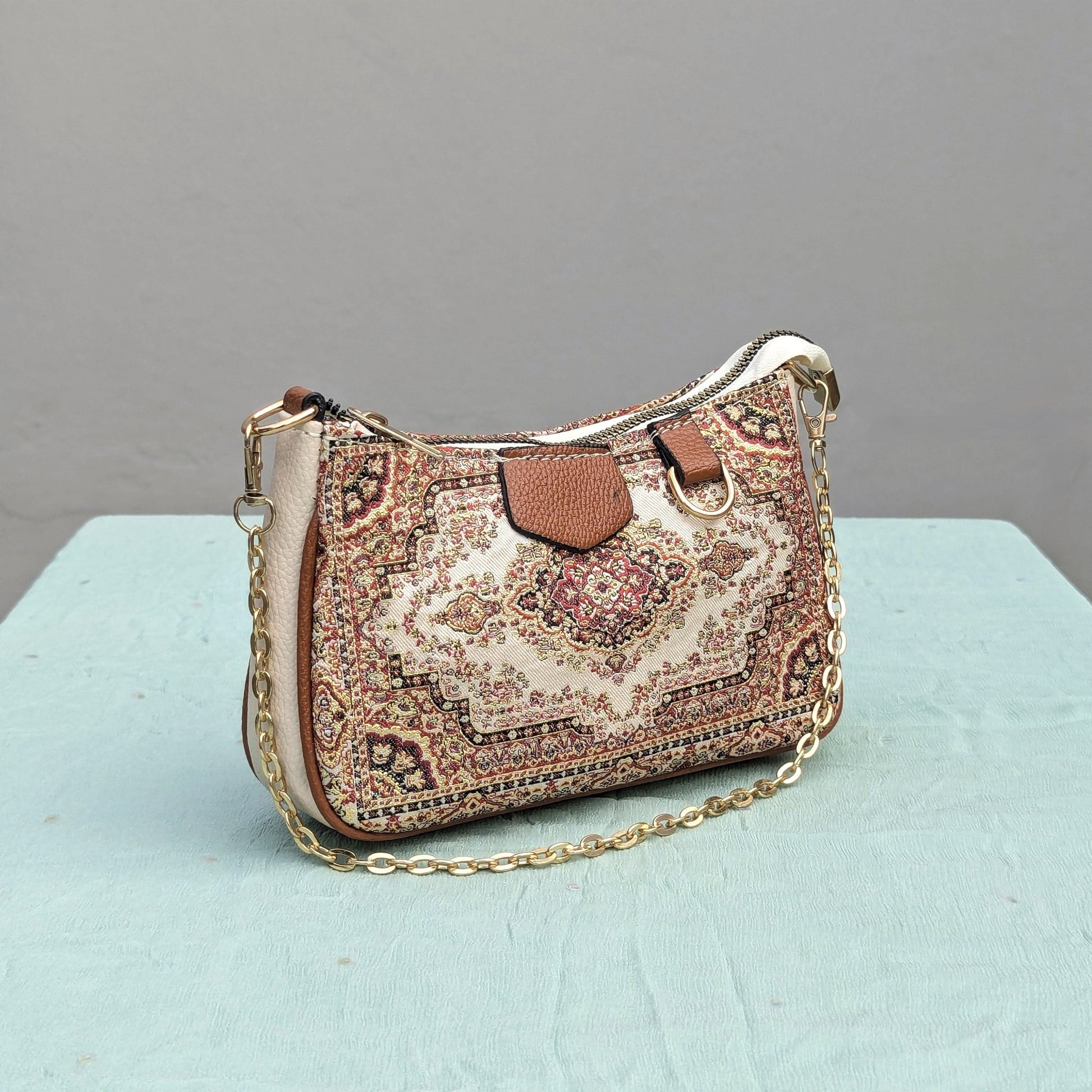 CARIÑO​Mini Shoulder Bag - Brown & WhiteCARIÑO